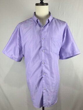 EUC Interaffair Mens Purple Polka Dot Short Sleeve Button Up Dress Shirt Sz 3XL